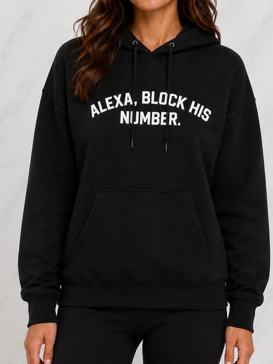 Fashion Nova Tops - Fashion Nova "Alexa Block His Number" Black Pullover Hoodie | Size Medium